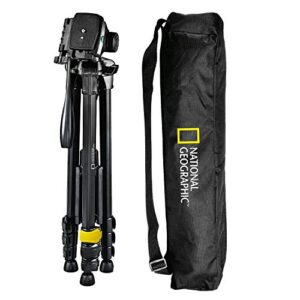 NATIONAL GEOGRAPHIC PhotoTripod Kit Large, with Carrying Bag, 3-Way Head, Quick Release, 4-Section Legs Lever Locks, Geared Centre Column,Load up 3kg, Aluminium, for Canon, Nikon, Sony, NGHP001