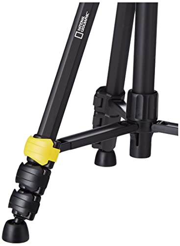 NATIONAL GEOGRAPHIC PhotoTripod Kit Large, with Carrying Bag, 3-Way Head, Quick Release, 4-Section Legs Lever Locks, Geared Centre Column,Load up 3kg, Aluminium, for Canon, Nikon, Sony, NGHP001