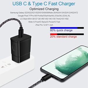 Super Fast Charger Type C, 25W Samsung Android Phone Charger for Samsung Galaxy A14 5G S23 S23+ S23 Ultra S22 S21 S20 FE A13 A53 A12 A04s A03s A54 A34, 60W Car Charger, USB C to USB C Cable(3ft+6ft)