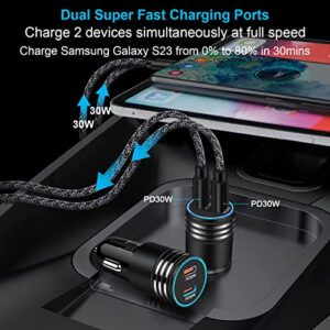 Super Fast Charger Type C, 25W Samsung Android Phone Charger for Samsung Galaxy A14 5G S23 S23+ S23 Ultra S22 S21 S20 FE A13 A53 A12 A04s A03s A54 A34, 60W Car Charger, USB C to USB C Cable(3ft+6ft)