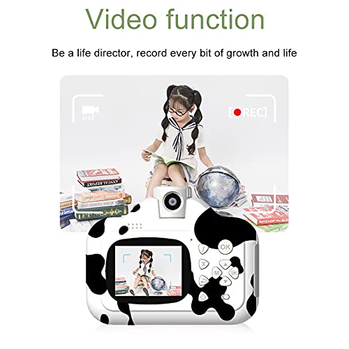 Kids Instant Camera Video Selfie Photo Shooting Digital Camera for Toddlers 32GB SD Card Included Selfie Cartoon Frames Cellphone Photo Printing Portable Lanyard Rechargeable ( Color : Black )