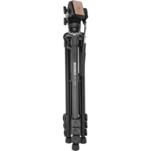 Magnus VT-350, Aluminum Video Tripod System with Fluid Head, Extends to 82”, Max Load 15 lb Mid-Level Spreader, Spiked Feet with Rubber Covers. Plus Quick Release plate, Carry Case with Shoulder Strap