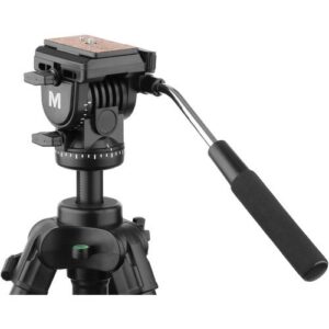 Magnus VT-350, Aluminum Video Tripod System with Fluid Head, Extends to 82”, Max Load 15 lb Mid-Level Spreader, Spiked Feet with Rubber Covers. Plus Quick Release plate, Carry Case with Shoulder Strap