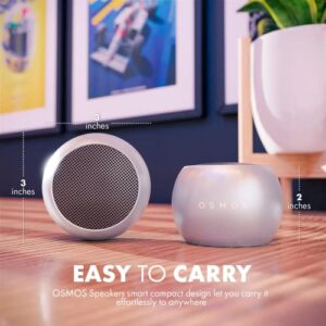 Osmos Mini Bluetooth Speaker Set-Metal, Portable, Wireless, Powerful USB Stereo Speakers + Charging Dock for Home + Outdoor-Sports Use-for Smartphone, TV, Laptop, Mac, PC, Android, iPhone (Silver)