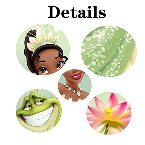 Wenqiang Princess Tiana Backdrop for Birthday Party Banner Decorations Happy Birthday Princess and The Frog Supplies Photography Background 5x3ft Cake Table