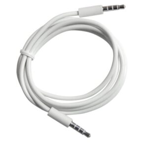 ycs basics white 3 foot 3.5mm male to male 4 conductor aux/headphone cable