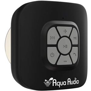 aquaaudio qz-2q0h-r3go cube waterproof bluetooth wireless speaker with suction cup and built-in mic for all bluetooth media devices (black)