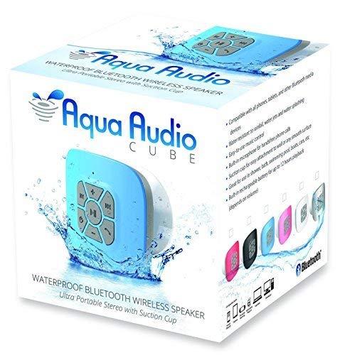 AquaAudio QZ-2Q0H-R3GO Cube Waterproof Bluetooth Wireless Speaker with Suction Cup and Built-in Mic for All Bluetooth Media Devices (Black)