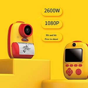 Damian-Sewing Kids Instant Print Camera Kids Camera with 2”HD Large Screen, Zero Ink Digital Camera with Thermal Printing Paper and Cartoon Stickers, Children Toy Camera (Color : Red)