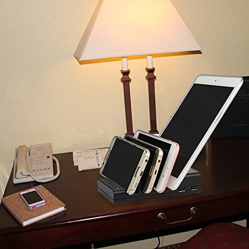 Charging Station,Thopeb 4 Port USB Charging Station Included 4 Short Mixed Cables - Compatible Ipad,iPhone,Samsung,Smartphone - Desktop Cell Phone Charge Stand & Multiple USB Charger Docking Organizer