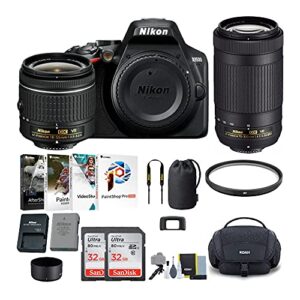 nikon d3500 dslr camera with 18-55mm lens and 70-300mm vr lens with 32gb memory card and accessory bundle (7 items)