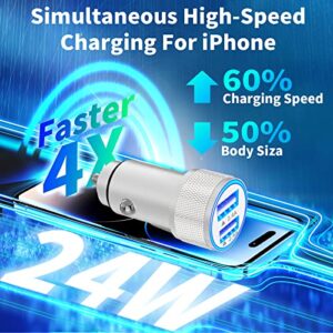 [Apple MFi Certified] iPhone Fast Car Charger, KYOHAYA 4.8A Dual USB Power All Metal Rapid Car Charger with 2 Pack Lightning to USB Quick Car Charging Cord for iPhone 14 13 12 11 Pro/XS/XR/SE/X 8/iPad