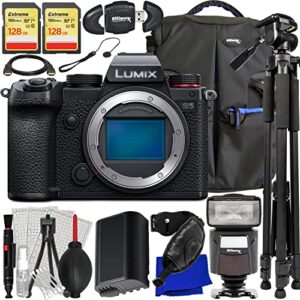 Ultimaxx Advanced Panasonic Lumix S5 Camera Bundle (Body Only) - Includes: 2X 128GB Extreme SDXC’s, Spare Battery, Universal Speedlite, Pro-4 Backpack, Lightweight 60” Tripod & More (26pc Bundle)