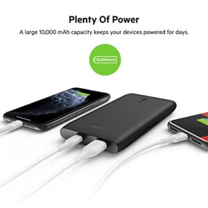 Belkin USB-C Power Bank 10K - Fast Charging Portable Battery Pack w/ USB-C + USB Ports - Compatible w/ iPhone 14, 14 Plus, 14 Pro, 14 Pro Max, 13, 13 Mini, Galaxy S22, Ultra, Plus and More - Black