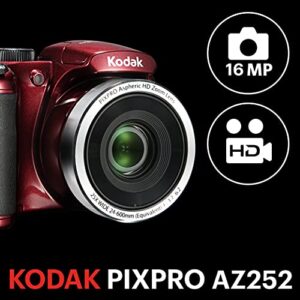 Kodak PIXPRO Astro Zoom AZ252-RD 16MP Digital Camera with 25X Optical Zoom and 3" LCD (Red)