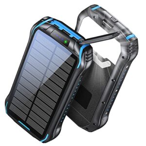 aonidi solar power bank, portable charger 26800mah with 5v 3.1a output 2 inputs, outdoor battery pack with flashlight ip66 waterproof battery bank for iphone android cell phones