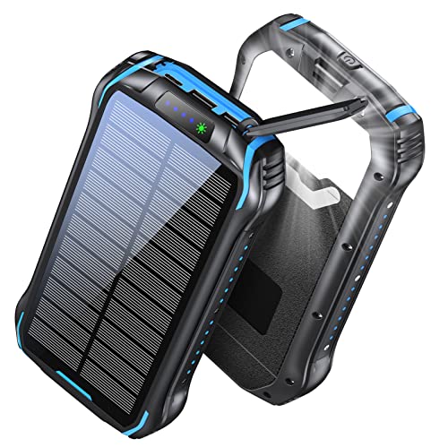 aonidi Solar Power Bank, Portable Charger 26800mAh with 5V 3.1A Output 2 Inputs, Outdoor Battery Pack with Flashlight IP66 Waterproof Battery Bank for iPhone Android Cell Phones