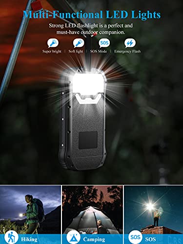 aonidi Solar Power Bank, Portable Charger 26800mAh with 5V 3.1A Output 2 Inputs, Outdoor Battery Pack with Flashlight IP66 Waterproof Battery Bank for iPhone Android Cell Phones