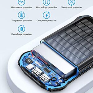 aonidi Solar Power Bank, Portable Charger 26800mAh with 5V 3.1A Output 2 Inputs, Outdoor Battery Pack with Flashlight IP66 Waterproof Battery Bank for iPhone Android Cell Phones