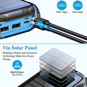 aonidi Solar Power Bank, Portable Charger 26800mAh with 5V 3.1A Output 2 Inputs, Outdoor Battery Pack with Flashlight IP66 Waterproof Battery Bank for iPhone Android Cell Phones