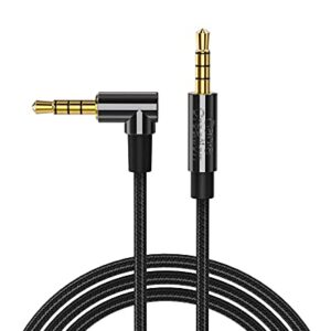 CableCreation Aux Cord for Car, 3FT Right Angle TRRS 3.5MM Male to Male Auxiliary HiFi Stereo Cable with Silver-Plating Copper Core Compatible with iPhones,Tablet,Headphones,Speakers,Black