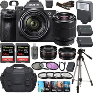 camera bundle for sony a7 iii full-frame mirrorless camera with fe 28-70mm f/3.5-5.6 oss lens and accessories (128gb, flash, photo/video editing software and more)