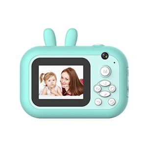 zeerkeer instant print camera for kids 1080p hd children selfie video digital camera with 2.4” ips screen and 32gb tf card for 3-12 years boys girls gift (green)