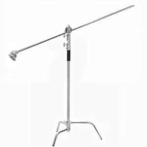 EACHSHOT C Stand Metal with Bag Wheel Max 10.8ft/330cm with 106cm Holding Arm 2 Pieces Grip Head for Godox AD400 Pro AD600 Pro AD600BM Aputure 120D 300D II for Photography Studio Video Monolight