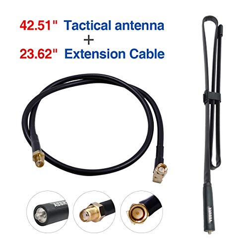 ABBREE Tactical Antenna 42.5Inch SMA-Female Dual Band 144/430Mhz Foldable Compatible with 23.6 Inch Coaxial Cable Compatible with UV-5R UV-82HP BF-F8HP GT-3TP Ham Two Way Radio