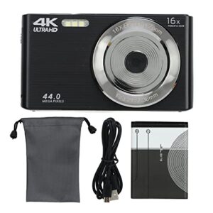 16X Digital Zoom Camera Builtin Fill Light 44MP 4K HD Camera Shockproof for Recording (Black)