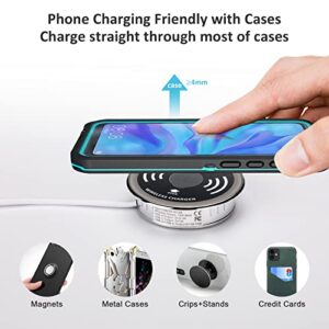 Desktop Power Grommet with USB Port & Wireless Charger, 15W Max Fast Wireless Charging Pad Compatible with iPhone 14/14 Pro, iPhone 13/13 Pro/13 Pro Max, iPhone 12/12 Pro Max/11,Samsung Galaxy S21/S20