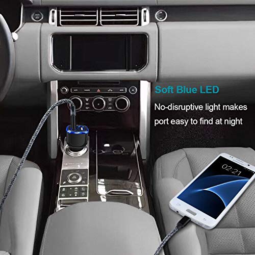 Car Charger Android for Samsung Galaxy J7 Crown/Prime/Pro/Sky Pro/Refine/Neo/Luna/Eclipse,J7 V 2nd/Perx/Star,J6 Plus J5 J4 J3 S7 Edge S6 S5 S4 S3 Note 4/5,6ft Phone Cord Fast Charging Micro USB Cable