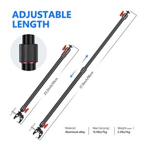 Neewer Camera Slider Support Arm Stabilizer, 2-Pack Adjustable Tripod Stability Arm for Increasing Stability in Aluminum Alloy, Extendable Poles for Camera Video Slider Rail with C Clamps and BallHead