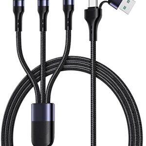 6FT 100W USB C Multi Fast Charging Cable QC 6A USB C pd Multi Cable 3 in 1 Charging Cord Adapter with Lightning/Type-C/Micro USB Port Connectors, Multi Charger Cable for Laptop/Tablet/Phone