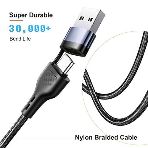 6FT 100W USB C Multi Fast Charging Cable QC 6A USB C pd Multi Cable 3 in 1 Charging Cord Adapter with Lightning/Type-C/Micro USB Port Connectors, Multi Charger Cable for Laptop/Tablet/Phone