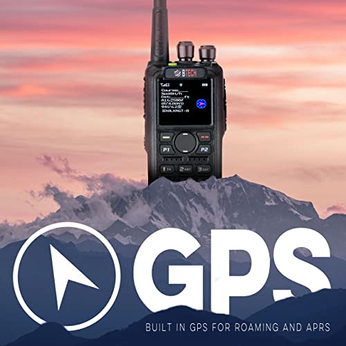 BTECH DMR-6X2 PRO Digital DMR and Analog 7-Watt Dual Band Two-Way Radio (136-174MHz VHF & 400-480MHz UHF). Supports Bluetooth, APRS, GPS, Roaming, AES256 Encryption, Recording, and More