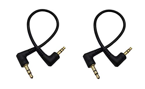 Traodin Stereo Audio Cable, 90 Degree Angled 3.5mm 3Pole TRS Male to Male Stereo Audio Extension Cable for Phone Laptops MP3 Table PC and More(2pcs) (3pole M Bend/M Bend)