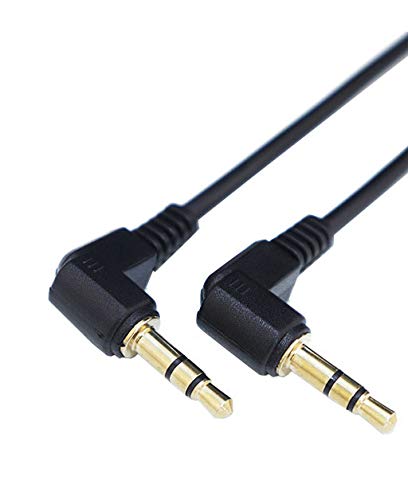 Traodin Stereo Audio Cable, 90 Degree Angled 3.5mm 3Pole TRS Male to Male Stereo Audio Extension Cable for Phone Laptops MP3 Table PC and More(2pcs) (3pole M Bend/M Bend)