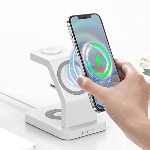 3 in 1 Mag-Safe Wireless Charging Station,Magnetic 18W Fast Charger Stand for Apple iPhone 14/13/12,14/13/12Pro,14/13/12Pro Max,Mini,AirPods 2/pro,iWatch 8/se/7/6/5/4/3(Qc3.0 Adapter Included)