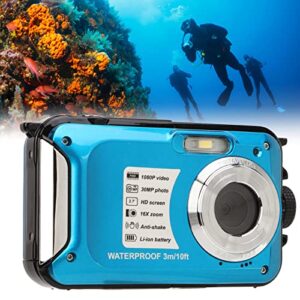 HD Waterproof Digital Camera for Photography, 1080P 30M 16X 10ft Digital Zoom Camera for Kids Adult Elderly Beginners.