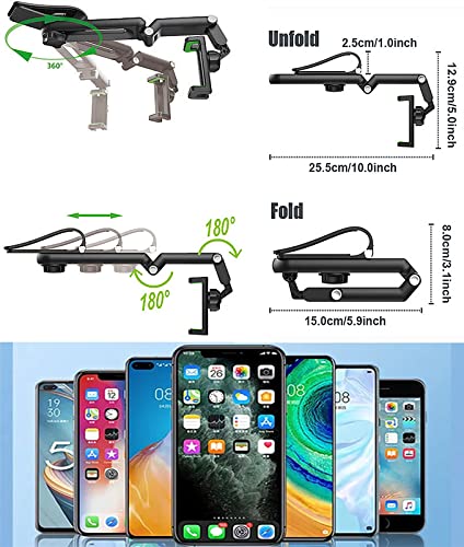 HIYITKS Sun Visor Car Phone Holder Mount Multifunctional Cell Phone Stand Universal Adjustable Arm Cradles Car Holder Mount Phone Car Clip Mount for Sun Visor Rearview Mirror Steering Wheel (Green)