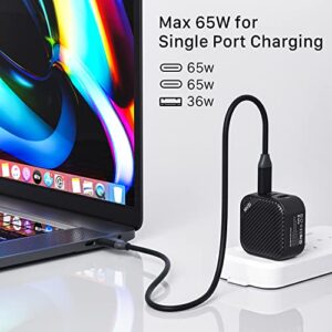 INVZI 65W GaN USB C Charger 3-Port, PPS PD Fast Charger Multiport USB C Wall Charger Power Adapter for MacBook Pro Air, iPad Pro Air, iPhone 14 13 12 11 Pro Max, Galaxy S22 S21 S20 Note 20, Pixel