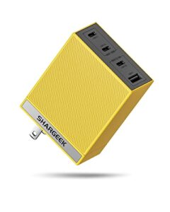 shargeek usb c charger, gan charger 100w, wall charger multiport quick charging station for iphone 14/pro, pps pd 3.0 macbook pro/air, dell xps, pixel, ipad pro, and more (yellow)