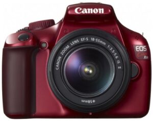 canon digital slr camera eos kiss x50 with ef-s18-55mm is ii lens kit (red) – international version (no warranty)