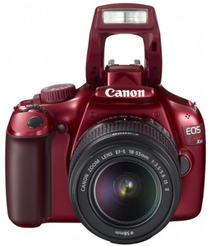 Canon Digital SLR Camera EOS Kiss X50 with EF-S18-55mm IS II Lens Kit (Red) - International Version (No Warranty)