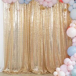 ShinyBeauty Sequin Backdrop - Photo Backdrop and Fabric Backdrop for Wedding/Party/Photography/Curtain/Birthday/Christmas/Prom/Other Event Decor - 4FTx7FT(48inx84in) (Light Gold)