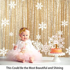 ShinyBeauty Sequin Backdrop - Photo Backdrop and Fabric Backdrop for Wedding/Party/Photography/Curtain/Birthday/Christmas/Prom/Other Event Decor - 4FTx7FT(48inx84in) (Light Gold)