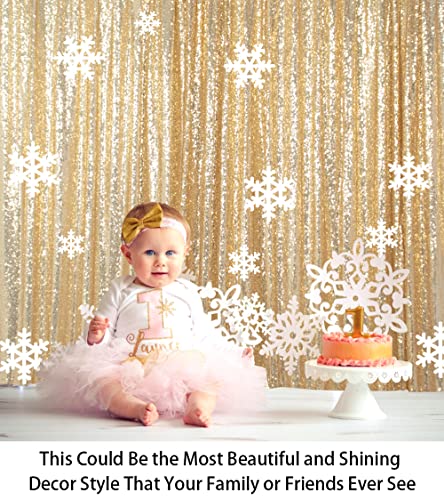 ShinyBeauty Sequin Backdrop - Photo Backdrop and Fabric Backdrop for Wedding/Party/Photography/Curtain/Birthday/Christmas/Prom/Other Event Decor - 4FTx7FT(48inx84in) (Light Gold)