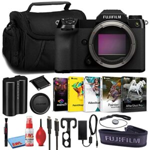 fujifilm gfx 100s medium format mirrorless digital camera (black, 600022058) bundle with corel editing software + large camera bag + lens cap keeper + deluxe camera cleaning kit + more