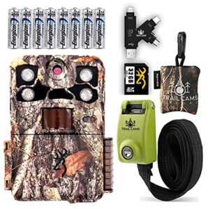 browning recon force elite hp4 trail camera with batteries, 32 gb sd card, card reader, reinforced strap, and spudz microfiber cloth screen cleaner
